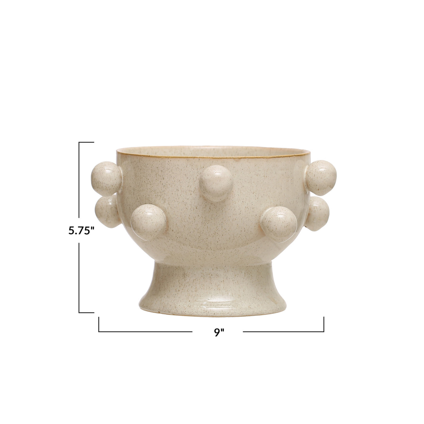 Stoneware Planter w/ Orbs in Speckled Cream 8"