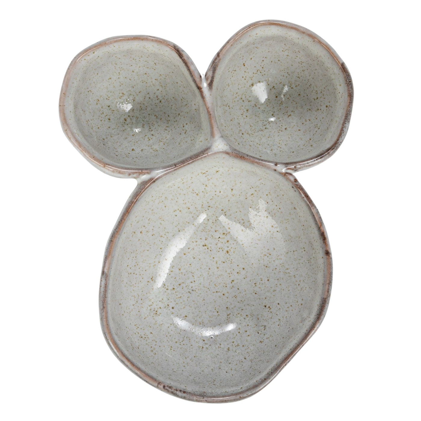 Stoneware Footed Serving Dish w/ 3 Sections in White