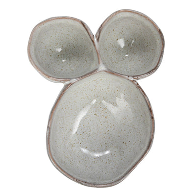 Stoneware Footed Serving Dish w/ 3 Sections in White