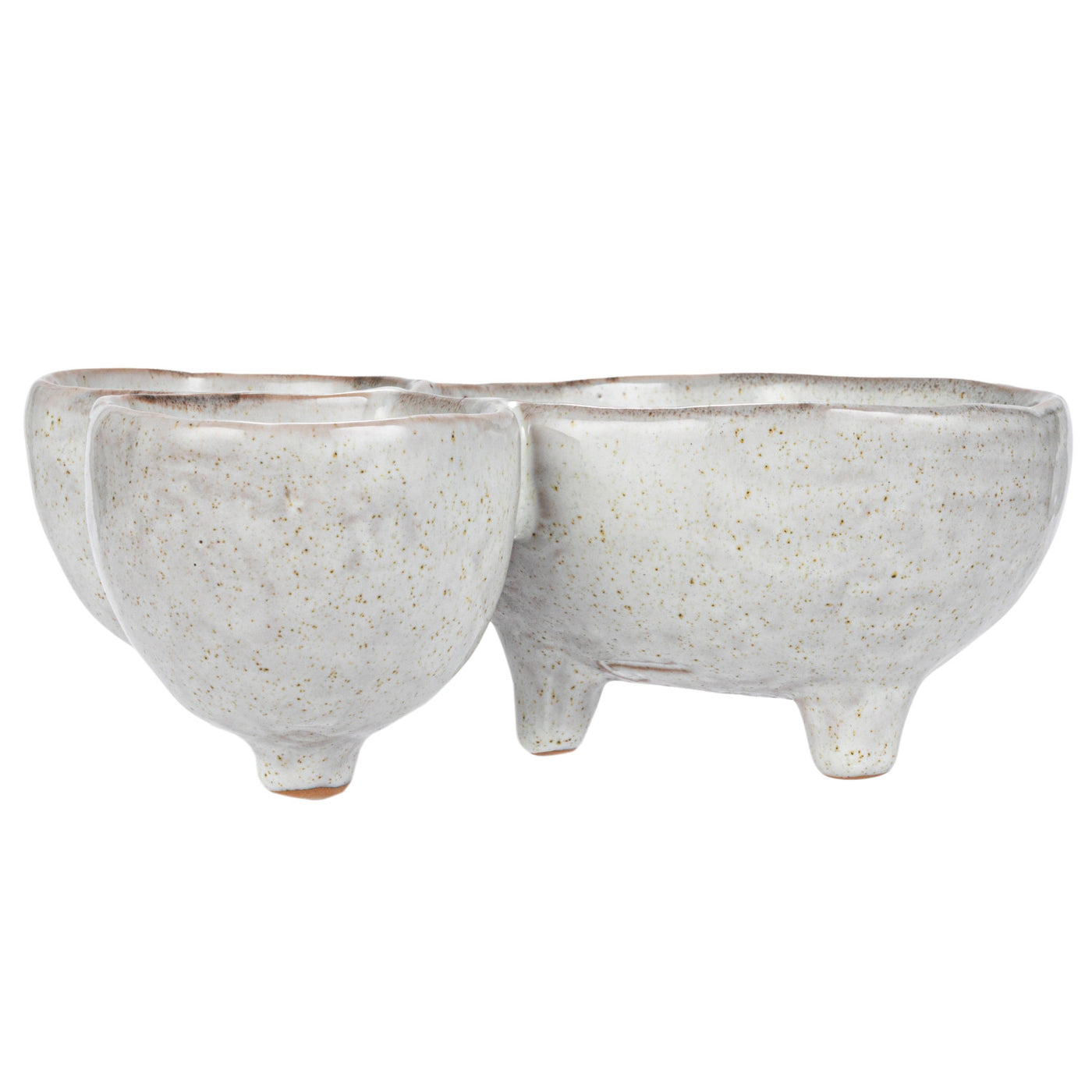 Stoneware Footed Serving Dish w/ 3 Sections in White