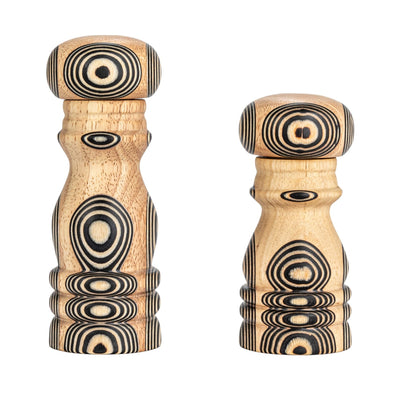 Wood Salt & Pepper Mills w/ Inlaid Circles Design