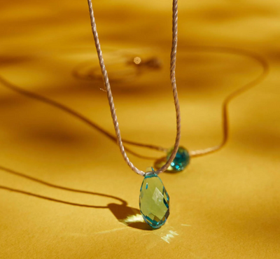 Hyevibe Aqua Silk Slider Necklace, Silver