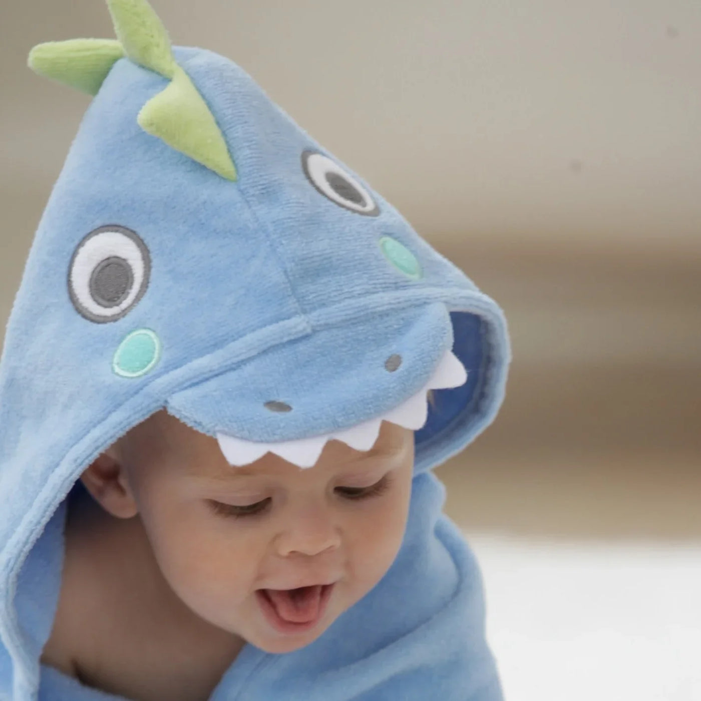 Blue Dino Hooded Bath Wrap