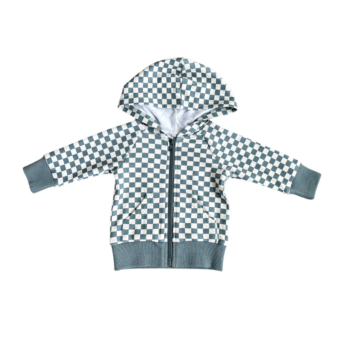 Boy's Hooded Jacket - Grey Checkered