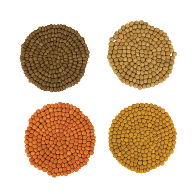 7-1/2" Round Handmade Wool Felt Ball Trivet