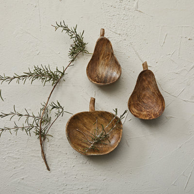 Carved Mango Wood Pumpkin Shaped Bowl