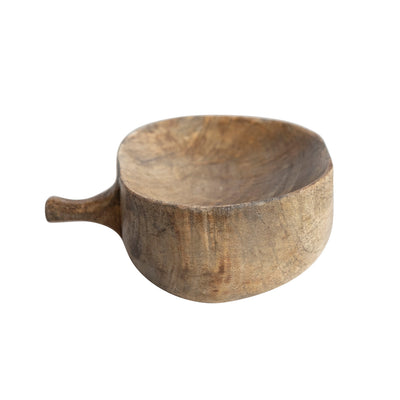 Carved Mango Wood Pumpkin Shaped Bowl