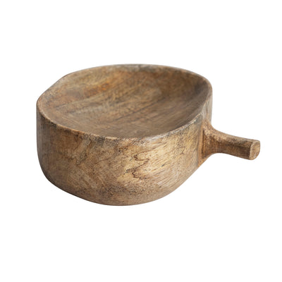 Carved Mango Wood Pumpkin Shaped Bowl