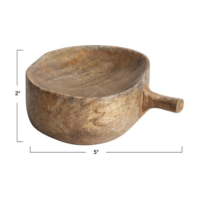 Carved Mango Wood Pumpkin Shaped Bowl