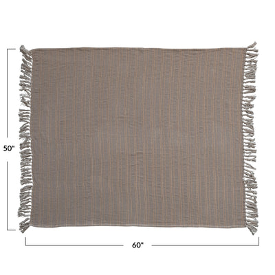 Woven Recycled Cotton Throw w/ Fringe