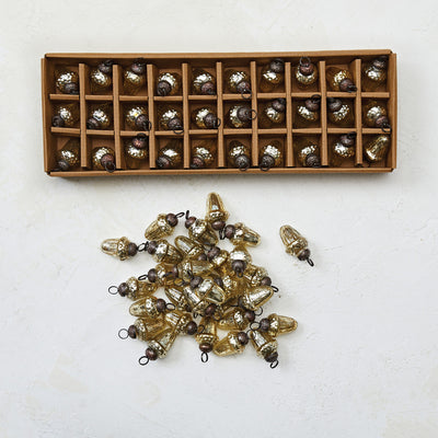 Glass Acorn Ornaments in Kraft Box