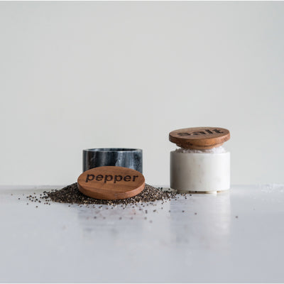 Salt & Pepper Container w/ Wood Lid