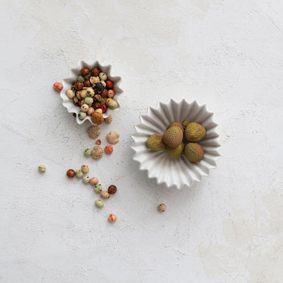 Stoneware Fluted Bowl in White, 6.5"