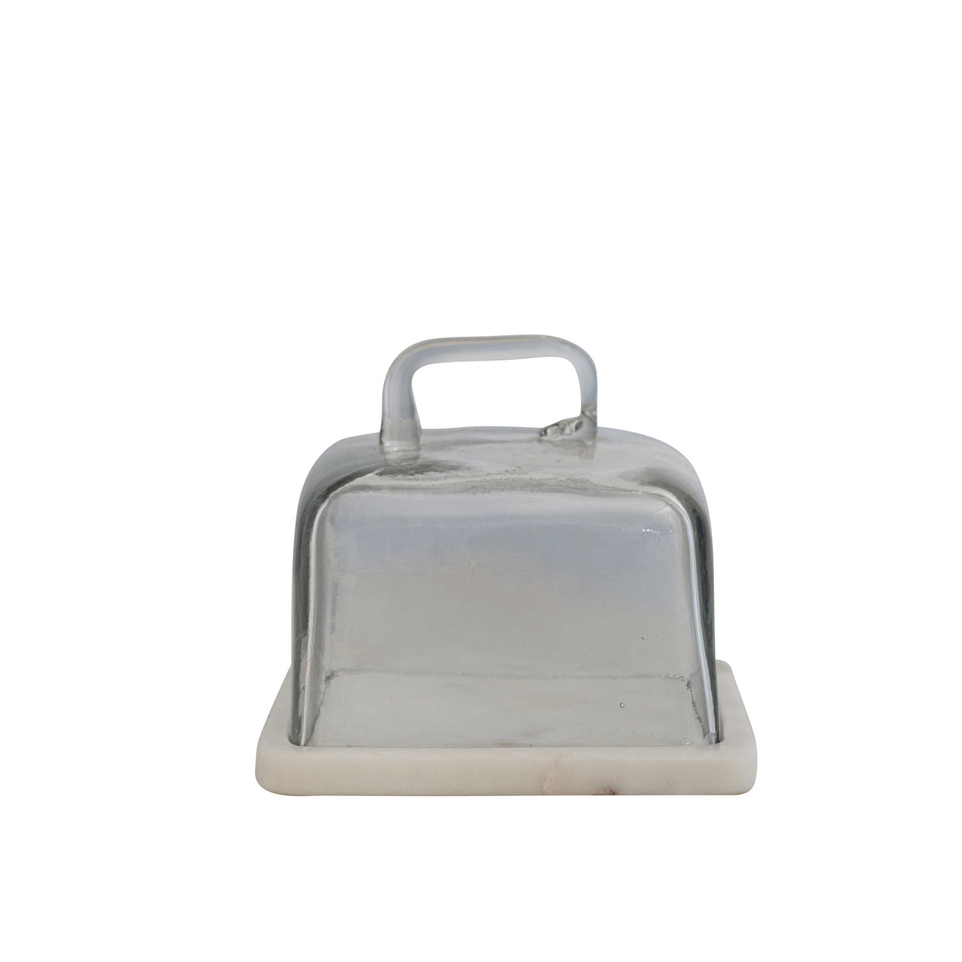 Glass Cloche w/ White Marble Base & Handle