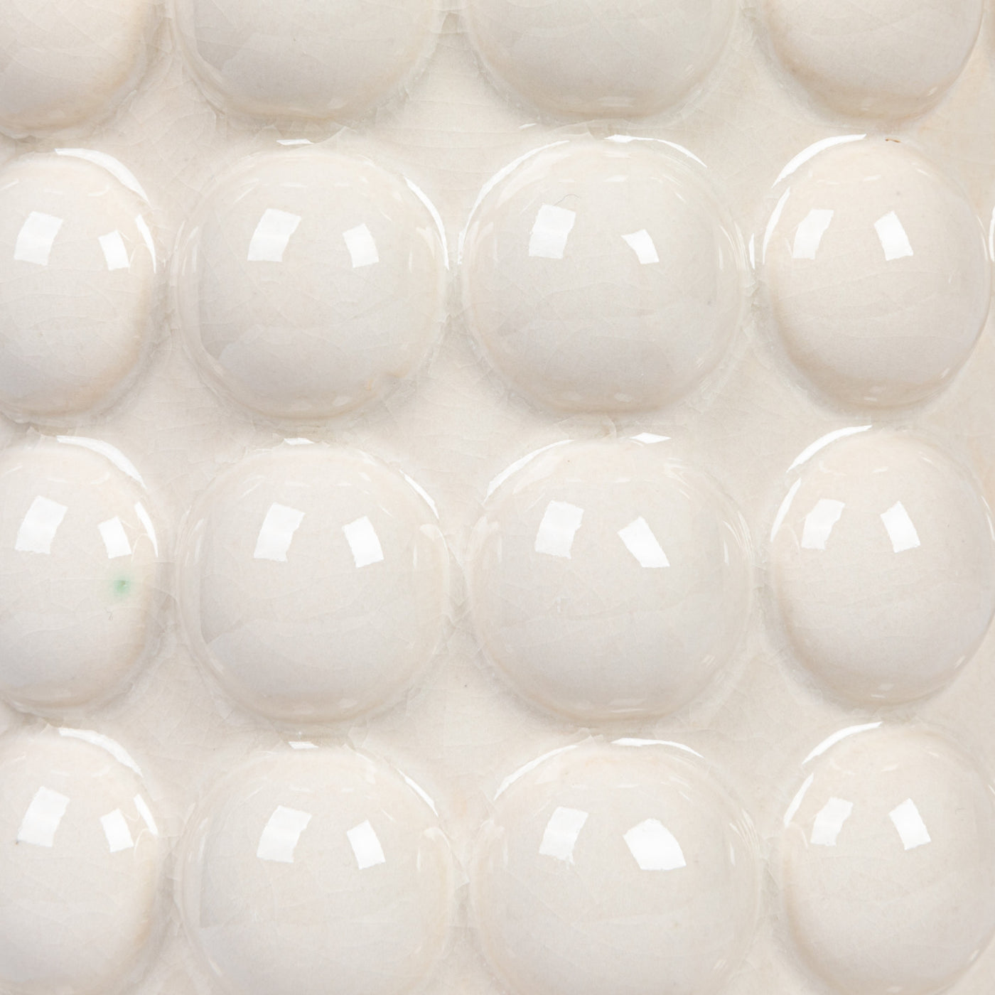 6-3/4" Round x 10-1/4"H Stoneware Canister w/ Raised Dots & Acacia Wood Lid, White & Natural