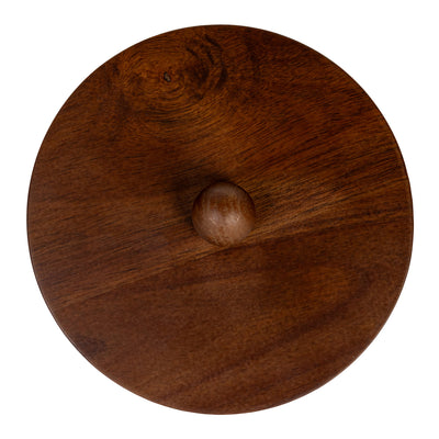 6-3/4" Round x 10-1/4"H Stoneware Canister w/ Raised Dots & Acacia Wood Lid, White & Natural