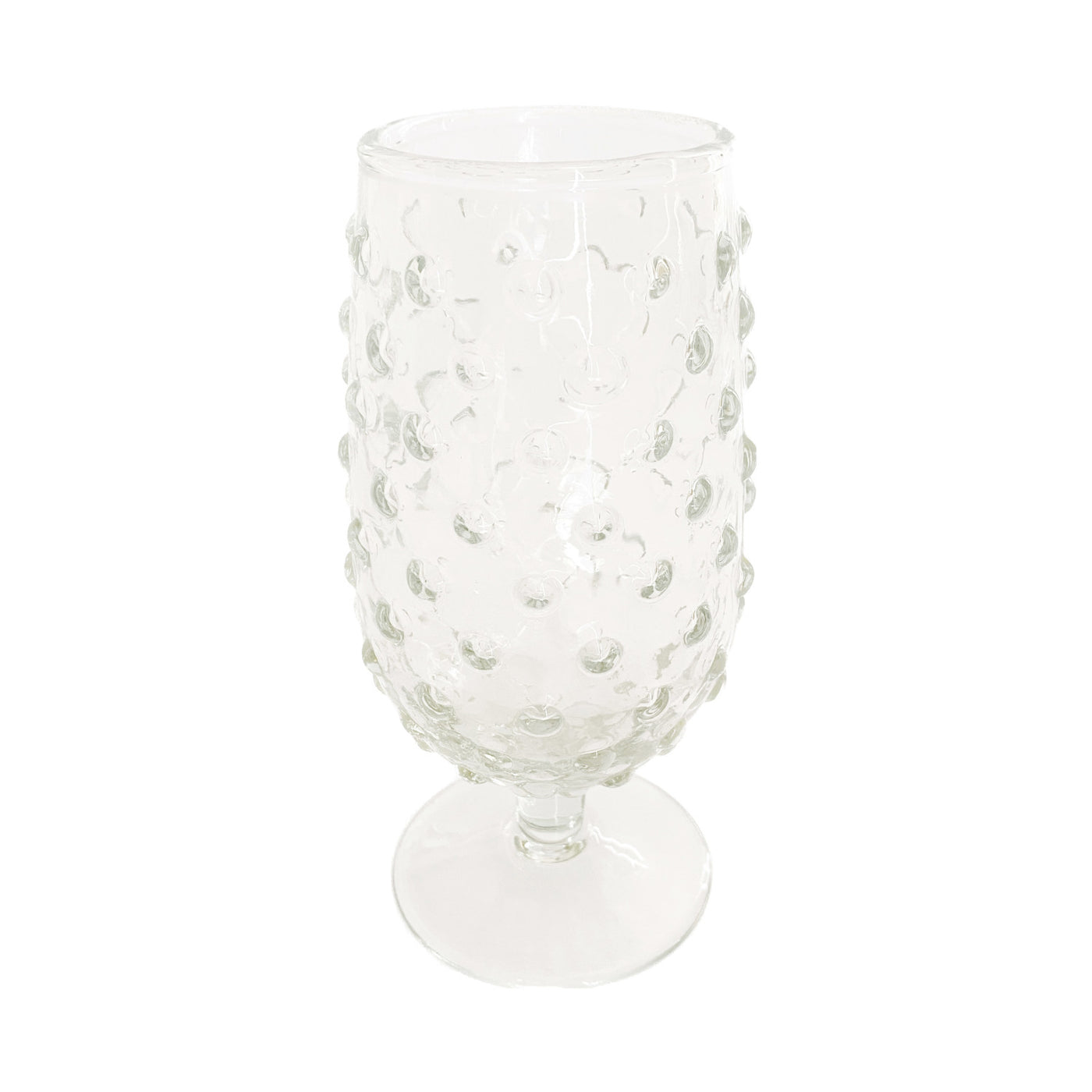 Recycled Glass Hobnail Stemmed Drinking Glass, 12oz.