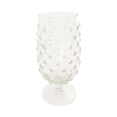 Recycled Glass Hobnail Stemmed Drinking Glass, 12oz.