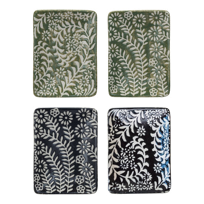 Stoneware Dish w/ Wax Relief Botanicals