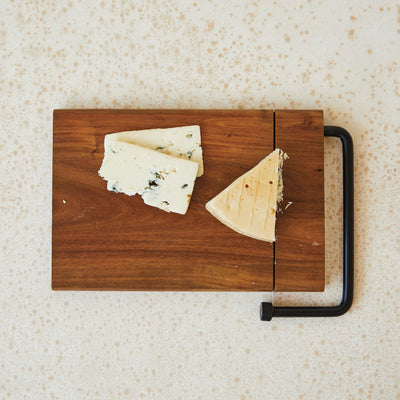 Acacia Wood & Stainless Steel Cheese Slicer, Natural & Black