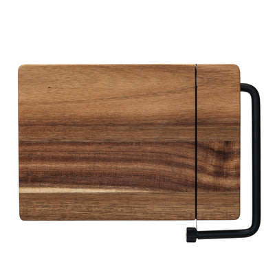 Acacia Wood & Stainless Steel Cheese Slicer, Natural & Black