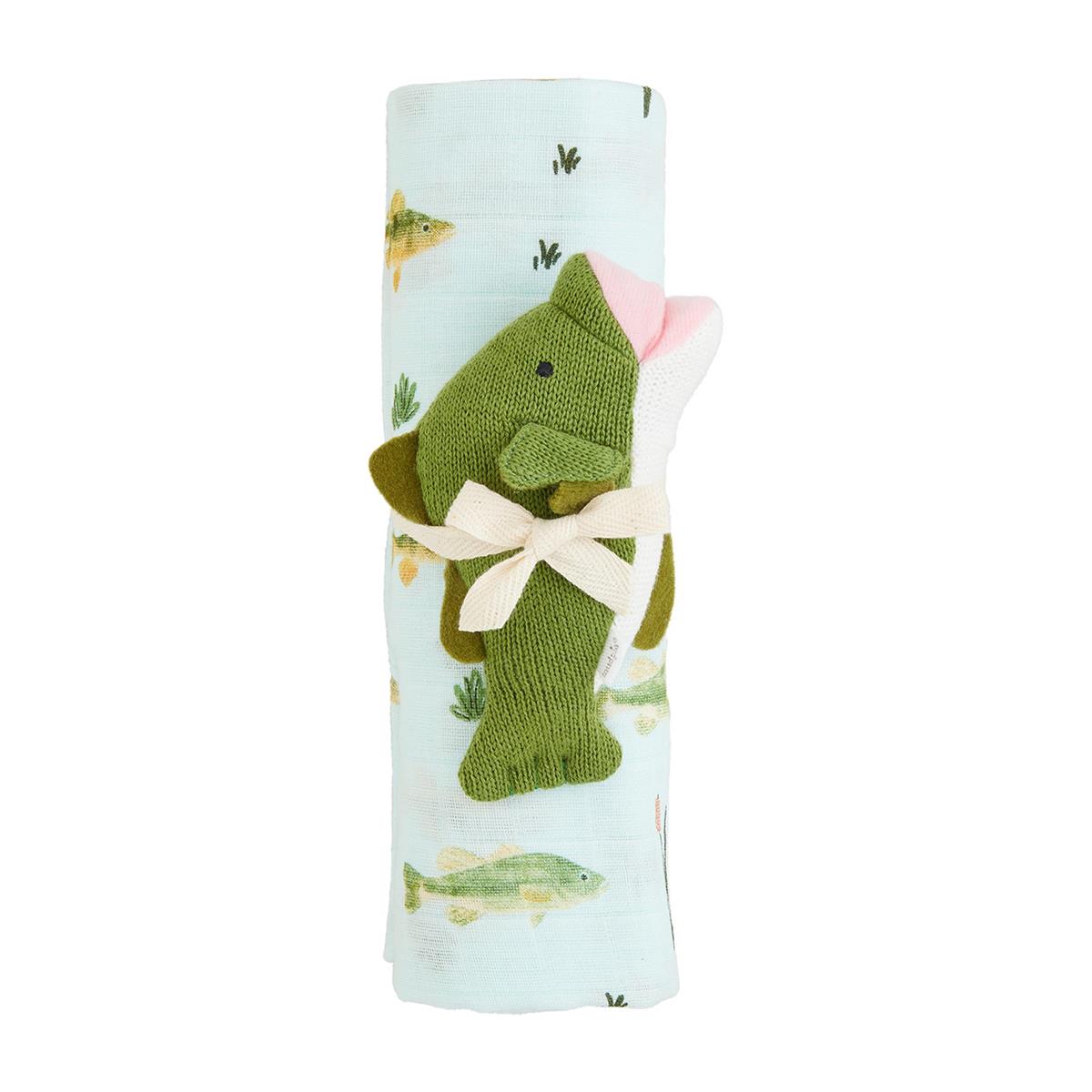 Fish Swaddle & Rattle set
