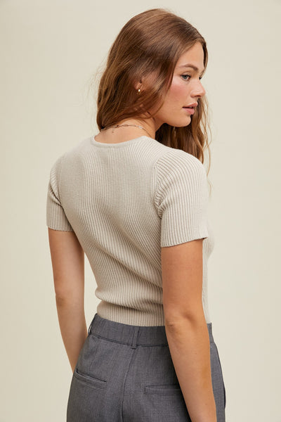 Shell Ribbed Knit Bodysuit