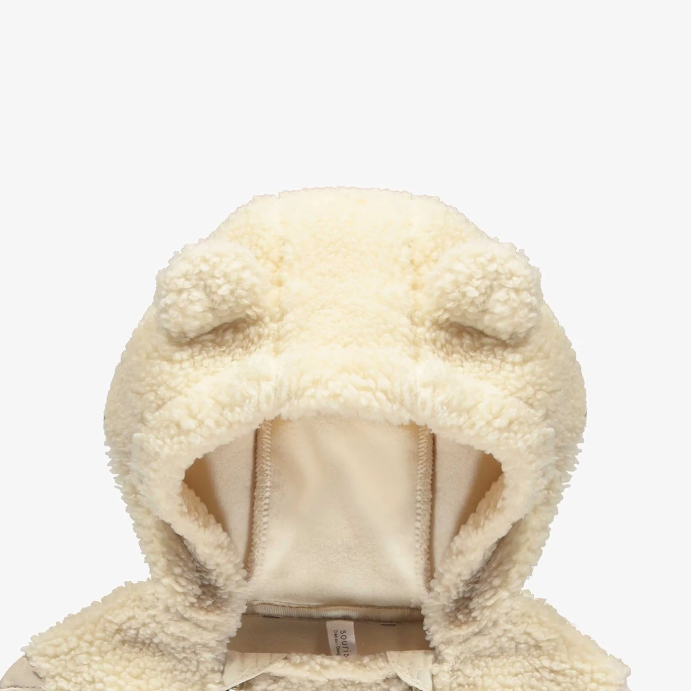 Cream Hooded One-Piece with Quilted Sleeves