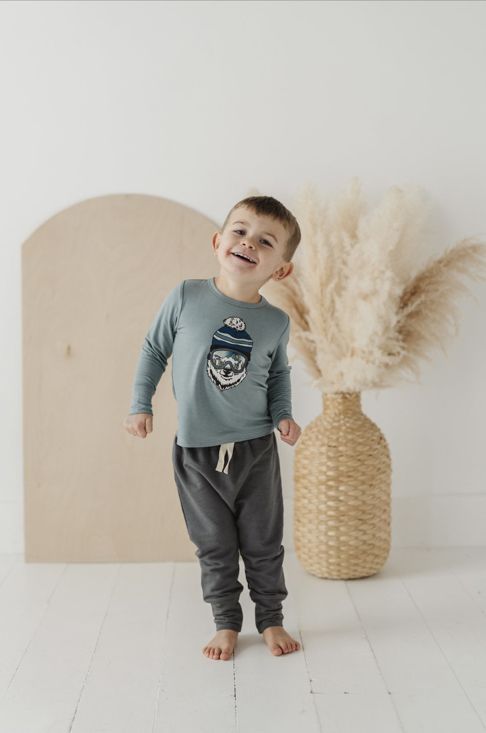 Boy's Long Sleeve Tee - Ski Bear