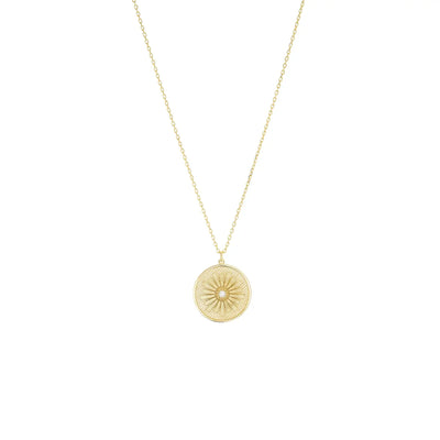 Gold Plated Sundial Pendant Charm Necklace