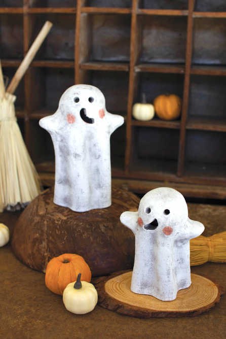Tabletop Clay Ghost Lanterns
