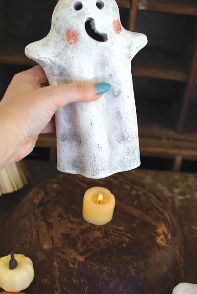 Tabletop Clay Ghost Lanterns