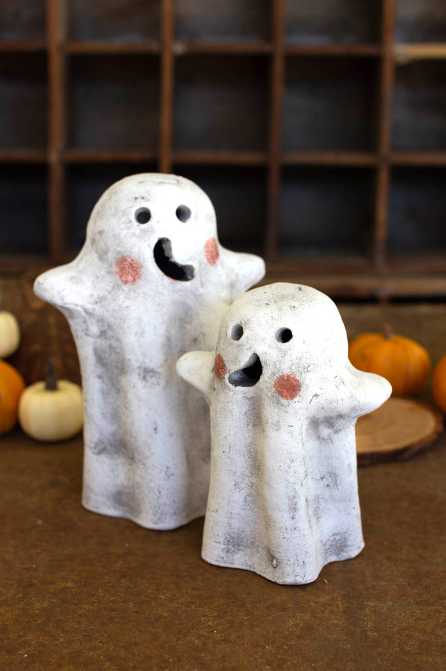 Tabletop Clay Ghost Lanterns