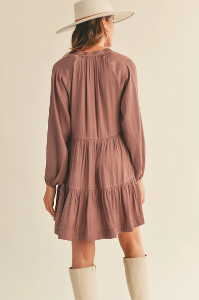 Heather Satin Dress in Mauve