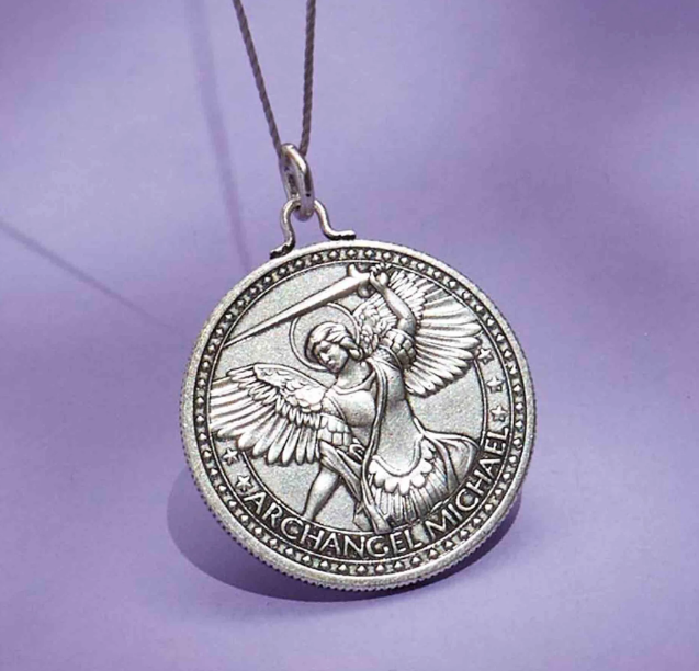 Better Together Silk Slider Necklace, Michael/Mary Small Pendant, Silver