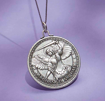 Better Together Silk Slider Necklace, Michael/Mary Small Pendant, Silver