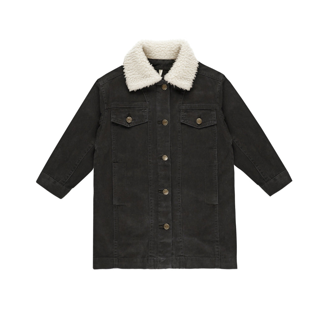 Black Washed Long Sleeve Trucker Jacket