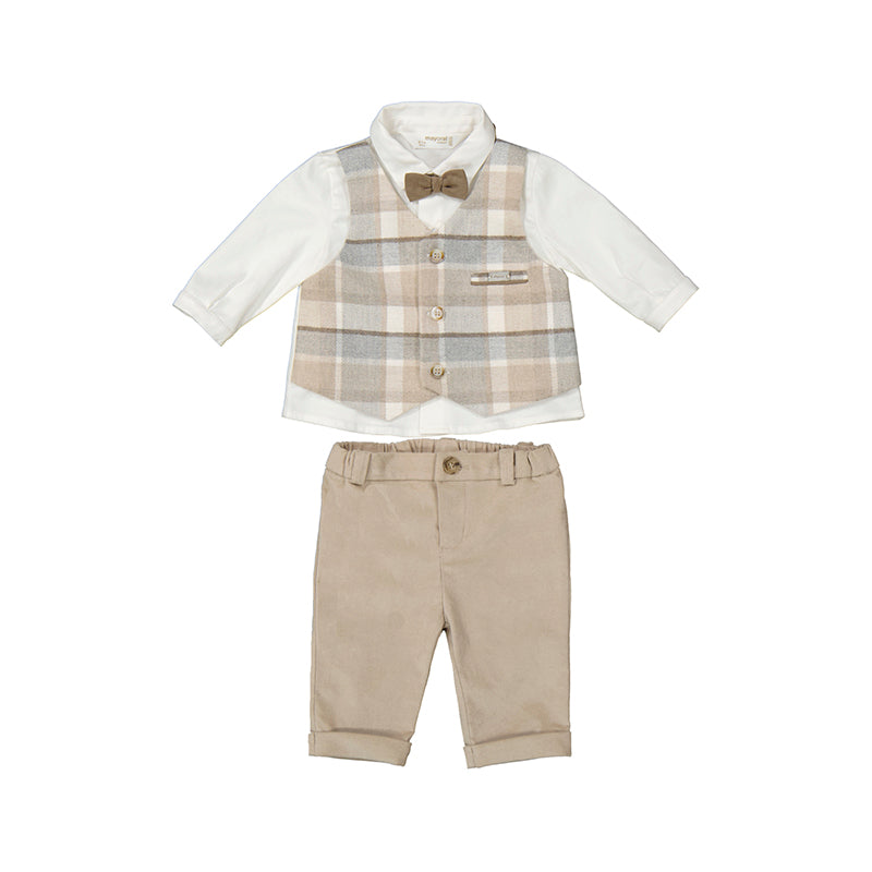 Plaid Vest, Shirt, and Pant Set