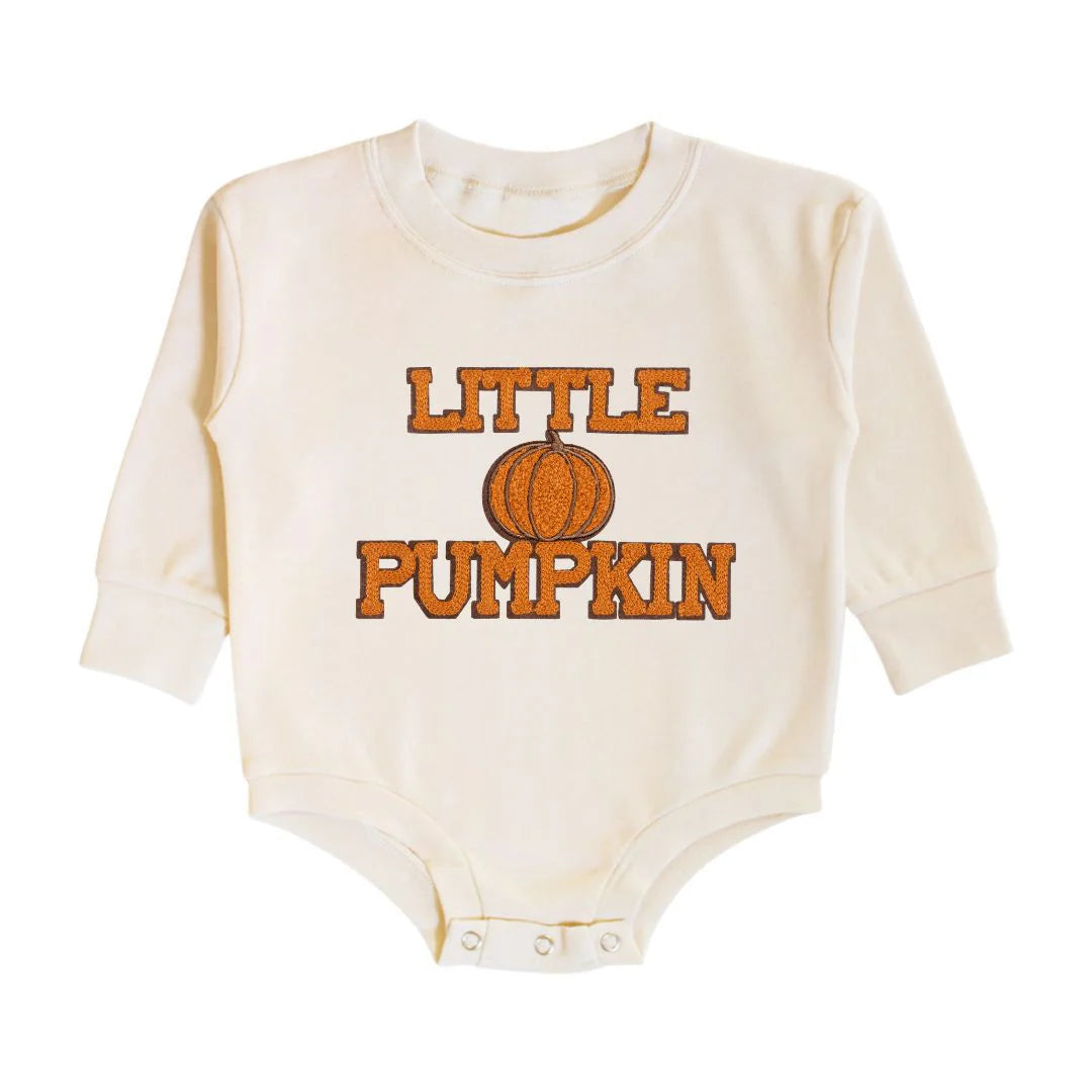 Little Pumpkin Patch Long Sleeve Romper - Natural