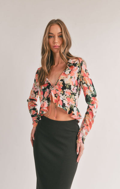 Scenic Beauty Ruffle Tie Top