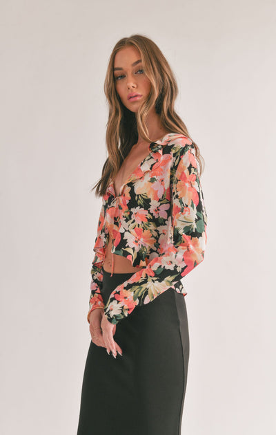 Scenic Beauty Ruffle Tie Top