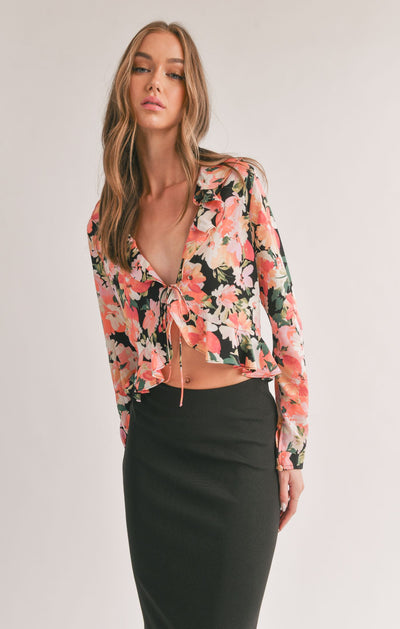 Scenic Beauty Ruffle Tie Top