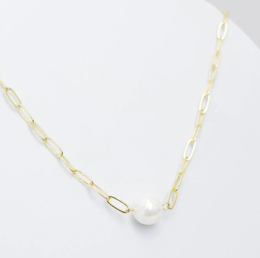 Single Pearl Gold Necklace