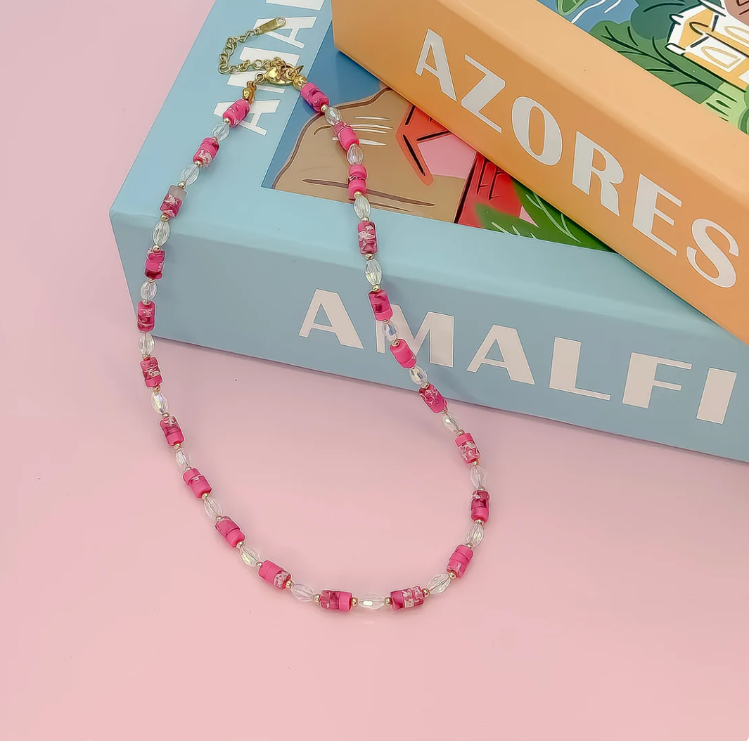 Everyday Bead Chains Necklace - Pink