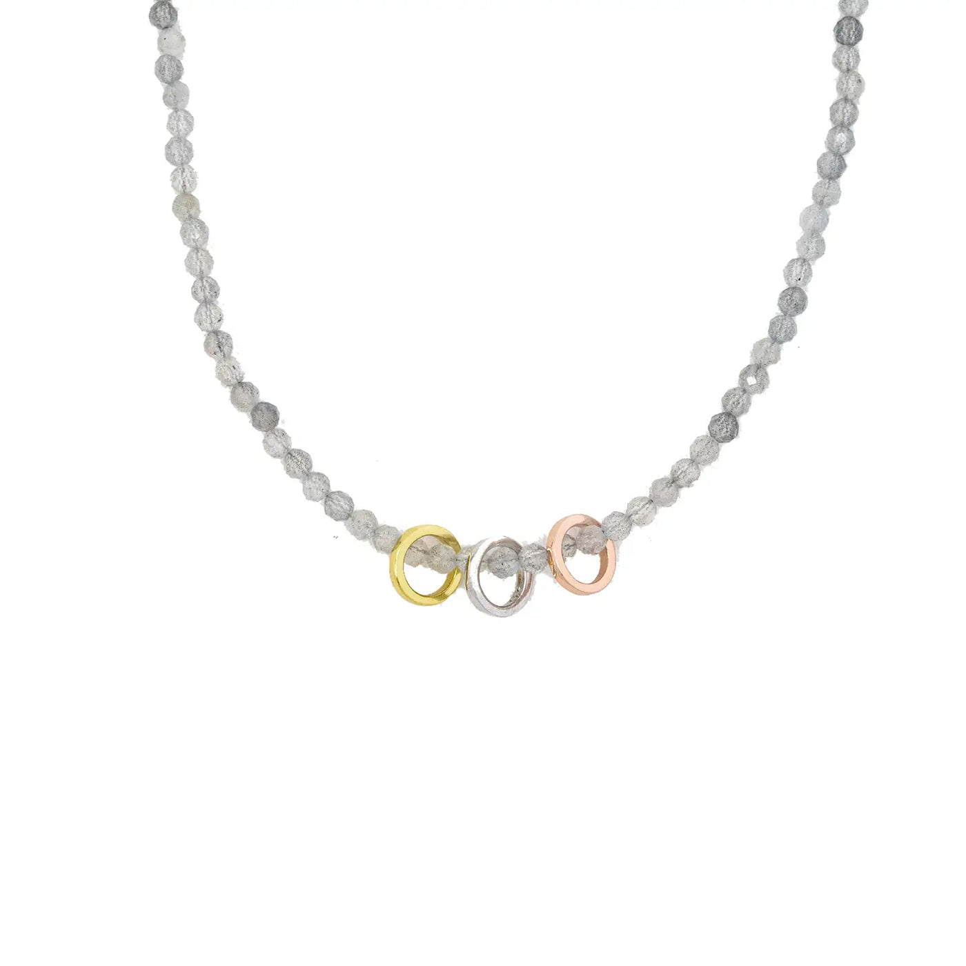 Semi-Precious 3-ring Stone Necklace