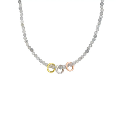 Semi-Precious 3-ring Stone Necklace