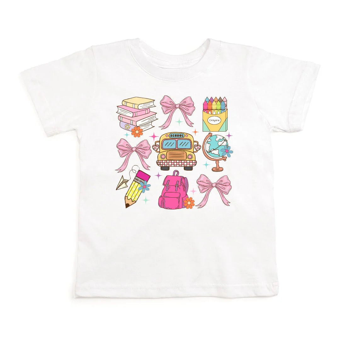 Coquette School Doodle Short Sleeve T-Shirt - White