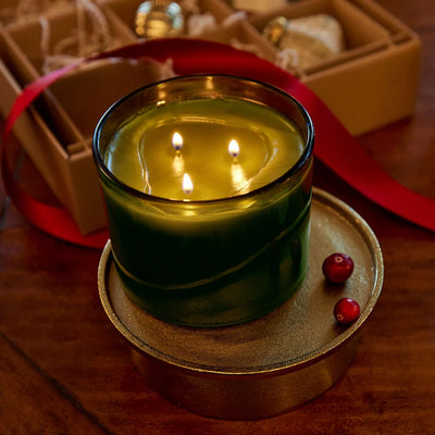 Frasier Fir 17 oz Poured Candle 3 Wick, Green