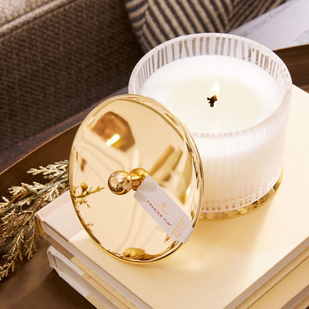 Frasier Fir Gilded Poured Candle Frosted Wood Grain