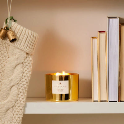 Frasier Fir Gilded Poured Candle 3 Wick Gold